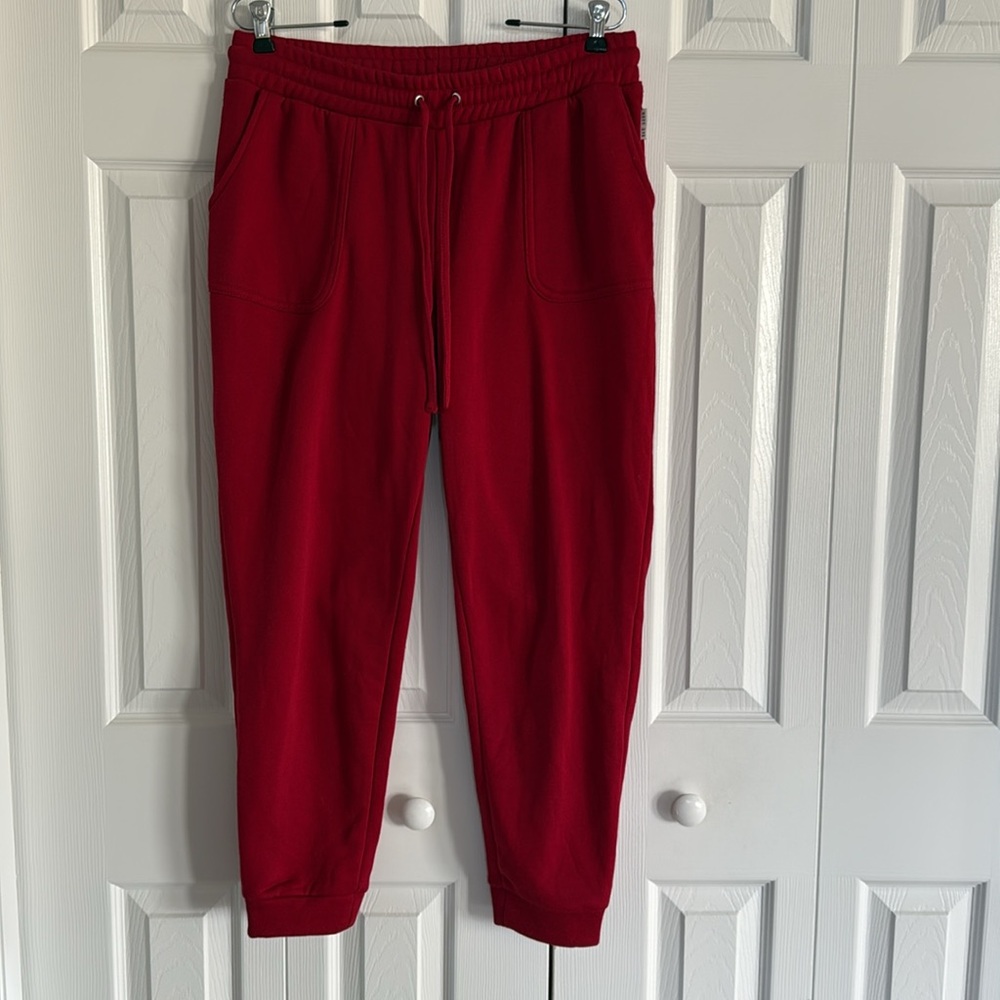 NWT Rae Dunn Women's CHEER Red Sweatshirt- Preowned Rae Dunn Red Joggers Set- L - Picture 9 of 16